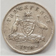 AUSTRALIA 1918 M . THREEPENCE . gFINE